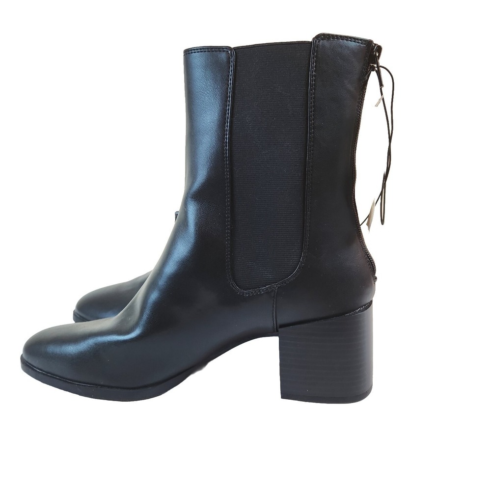 New Day Womens Itzel Chelsea Boots Size 11 Black Mid Calf Zip Up Memory Foam NWT
